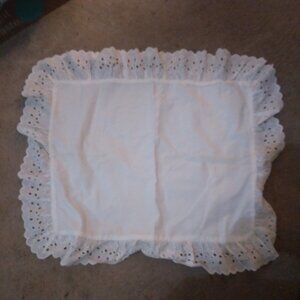 Set of two white country chic pillow shams with eyelet lace